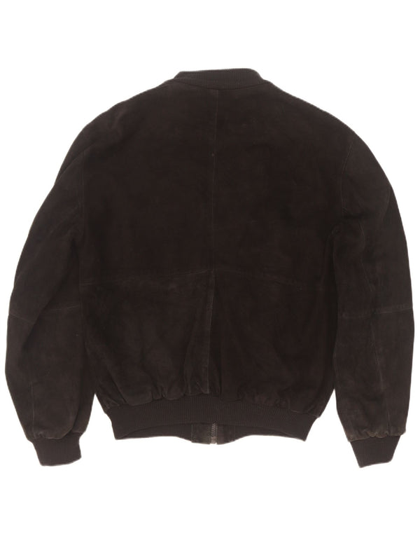 Vintage hombres ante bomber chaqueta IT 46 pequeño cuero negro