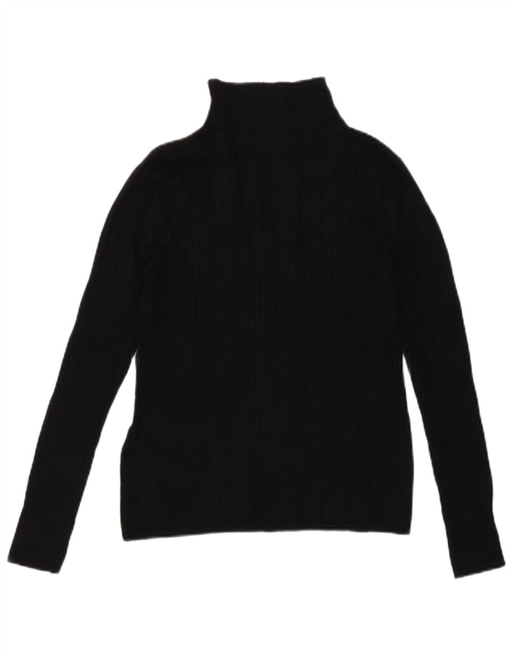 Marks & Spencer Suéter tipo jersey con cuello vuelto para mujer UK 10 Small Viscosa negra