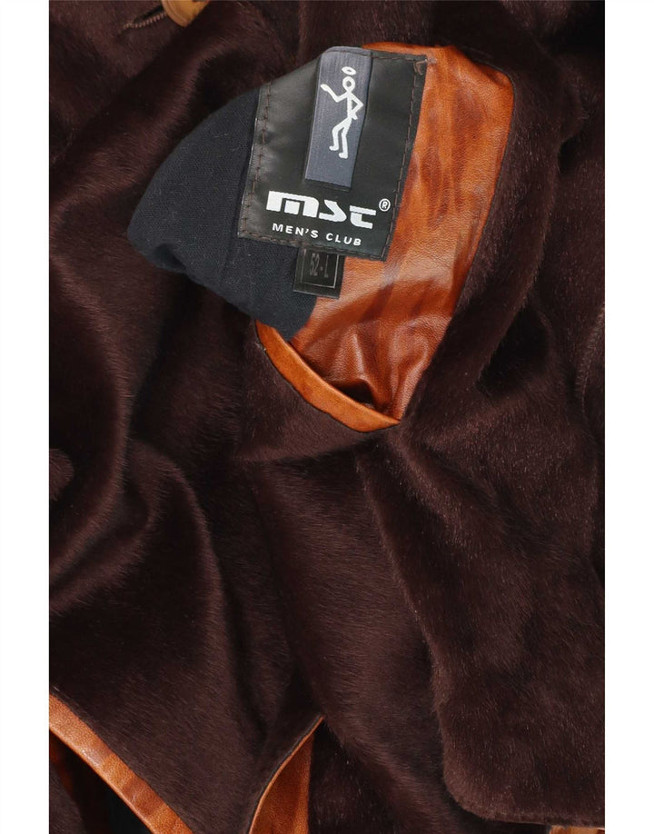 Vintage hombres cuero chaqueta reversible IT 52 marrón grande