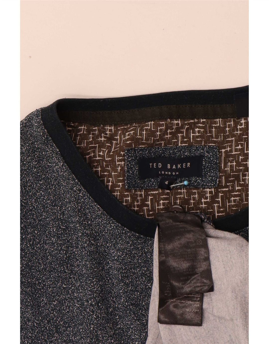 Ted Baker Camiseta para hombre talla 4 grande algodón moteado azul marino