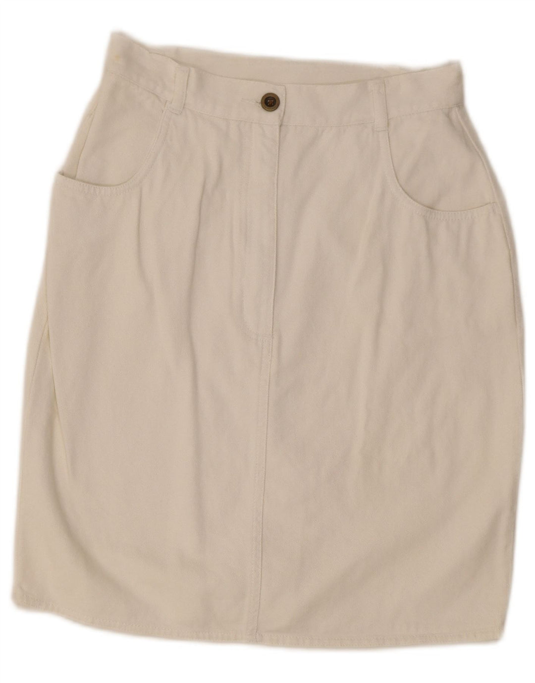 Falda recta vintage para mujer IT 42 Mediana W27 Algodón blanco