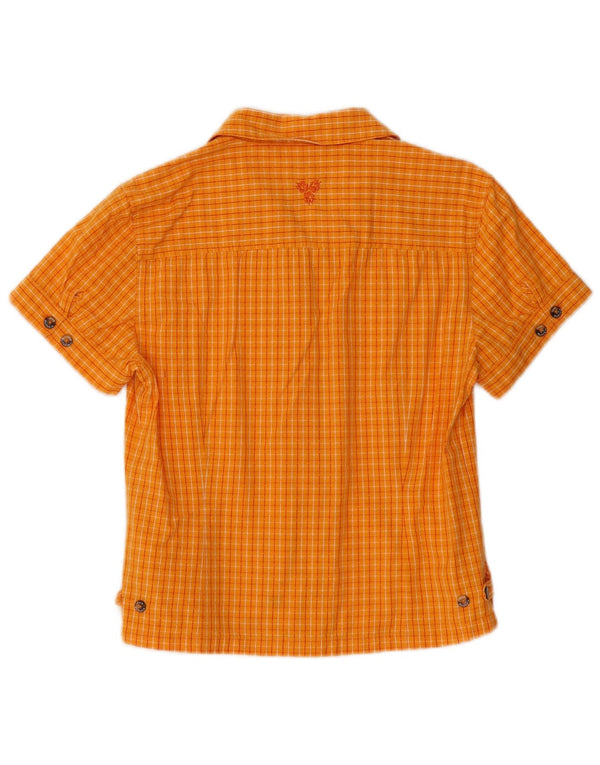 Jack Wolfskin Camisa de manga corta para mujer UK 10 Small Orange Check Cotton