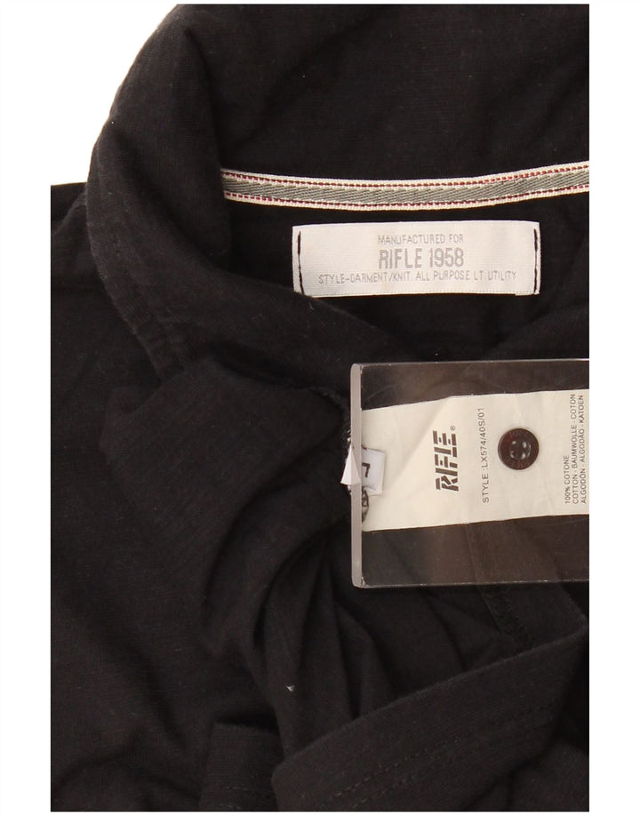 Rifle Polo para hombre grande de algodón negro