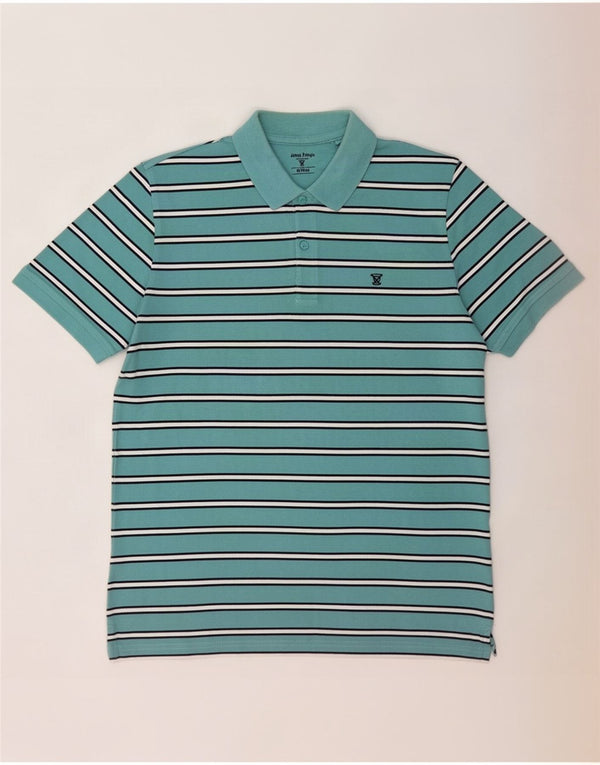 James Pringle Polo para hombre de algodón a rayas azul medio
