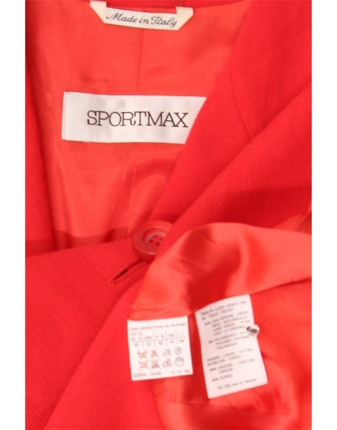 Sportmax Chaqueta Blazer de 4 Botones para Mujer UK 44 Grande Lana Virgen Roja