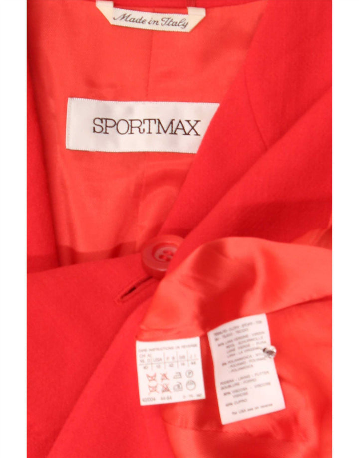 Sportmax Chaqueta Blazer de 4 Botones para Mujer UK 44 Grande Lana Virgen Roja