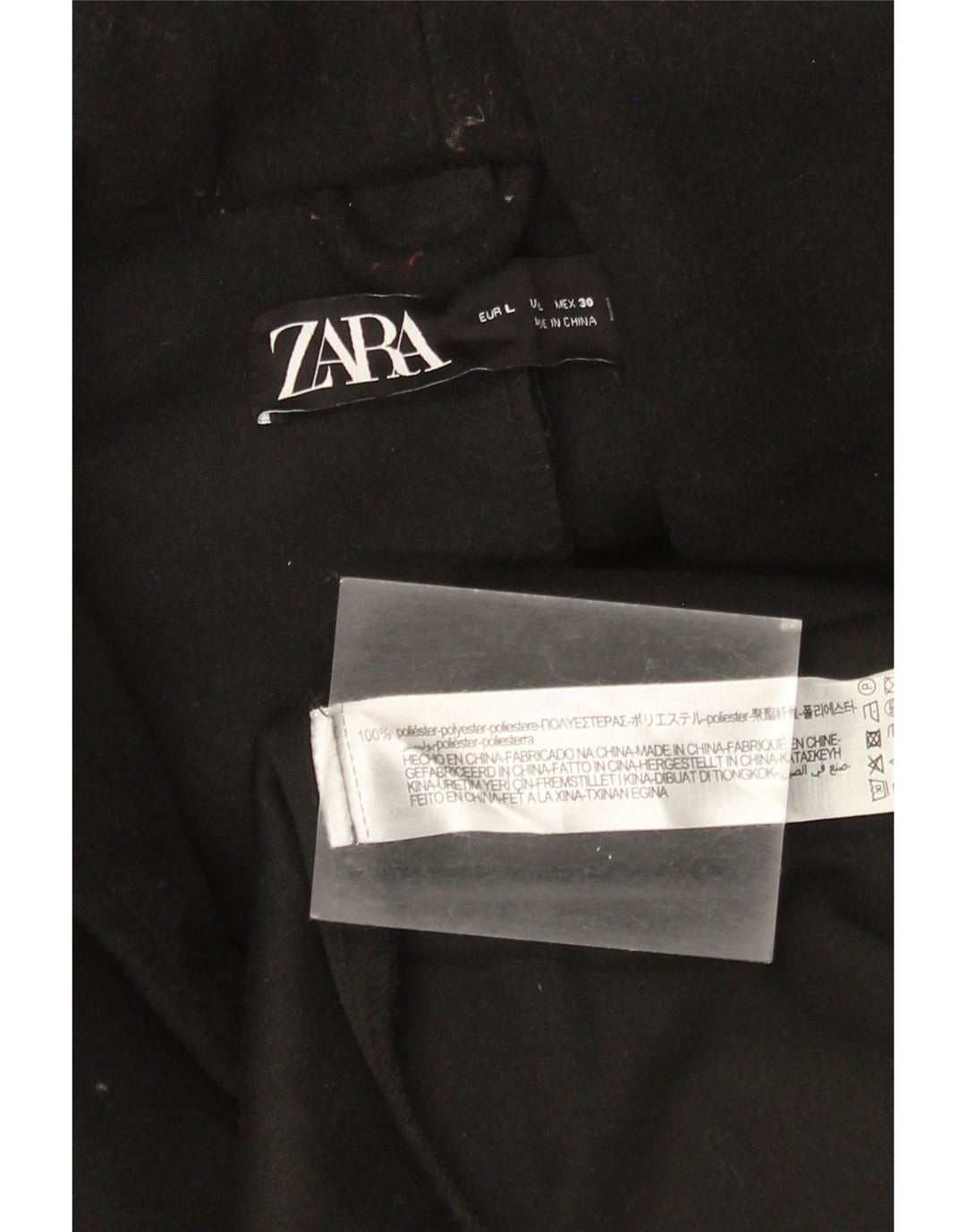 Abrigo con capucha ZARA Mujer UK 46 Large Poliéster negro
