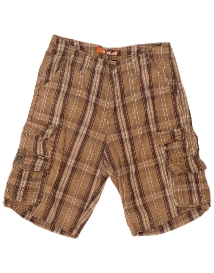 Shorts Cargo Lee Hombre W30 Algodón A Cuadros Marrón Medio