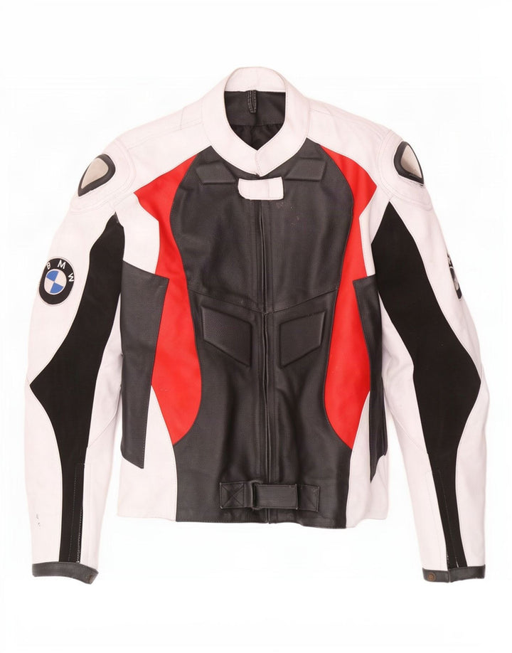 BMW Chaqueta de cuero para hombre UK 42 XL Bloque de color multicolor