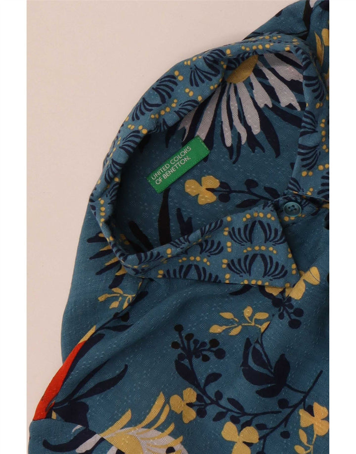 Camisa Benetton Mujer ES 42 Azul Medio Floral