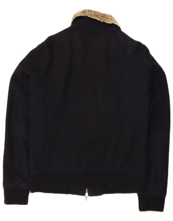 Vintage mujer bombardero chaqueta Reino Unido 14 azul marino medio