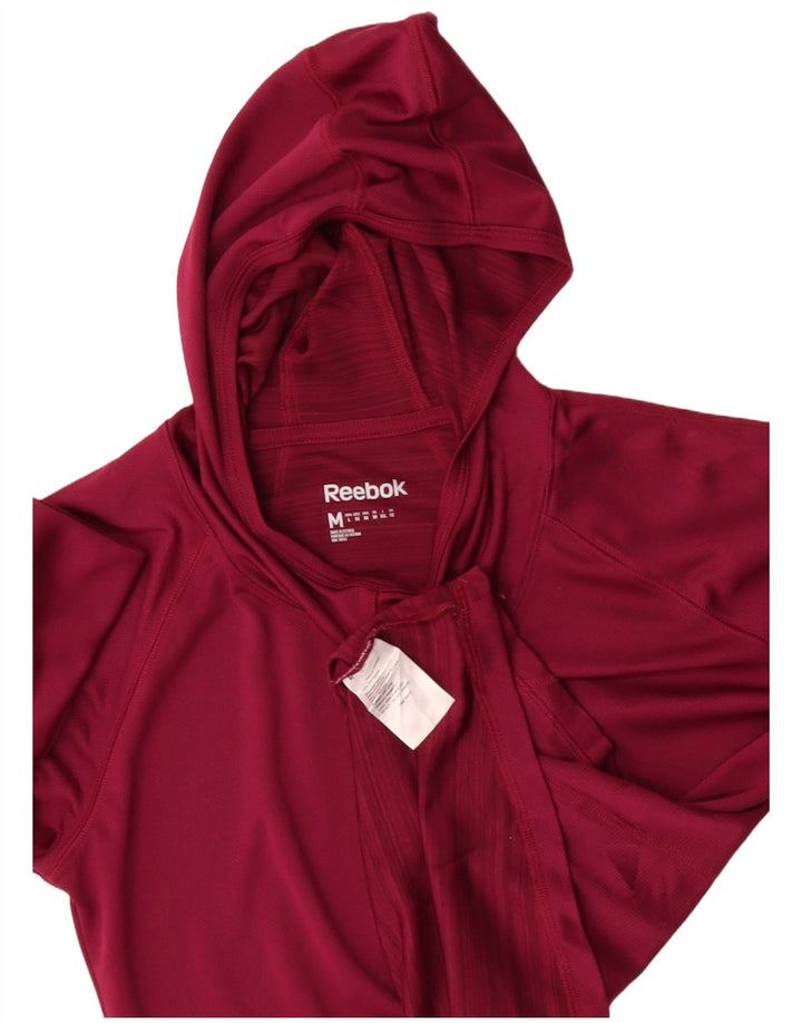 Reebok - Camiseta con capucha para hombre, manga larga, poliéster burdeos medio