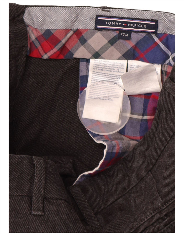 TOMMY HILFIGER Pantalón chino ajustado para hombre W32 L32 Algodón gris