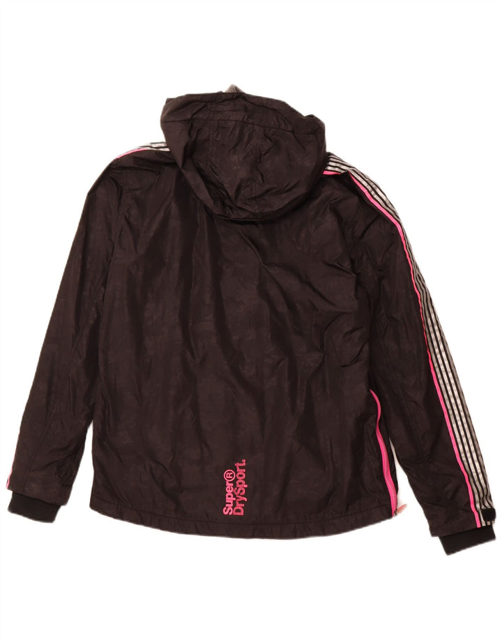 SUPERDRY Chaqueta anorak con capucha y gráfico para mujer UK 8 Small Black Nylon