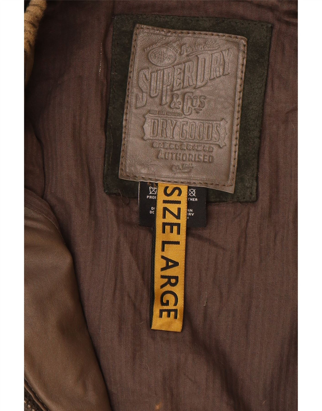 Superdry Chaqueta de cuero militar para mujer Reino Unido 46 Cuero marrón grande