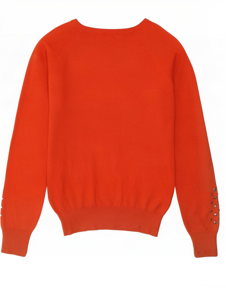 Zara - Jersey con cuello en V para mujer, talla 40, algodón naranja mediano