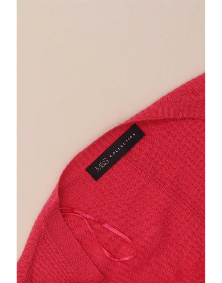 Marks & Spencer Suéter Cárdigan Abierto para Mujer UK 44 Grande Rosa