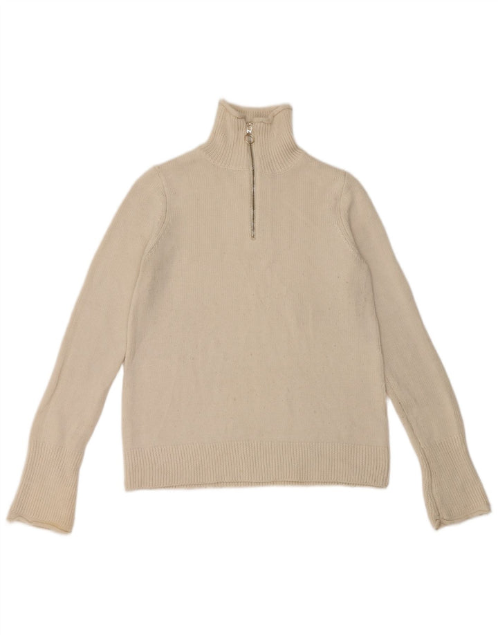Zara - Jersey con cuello y cremallera para mujer, talla 40, color blanco