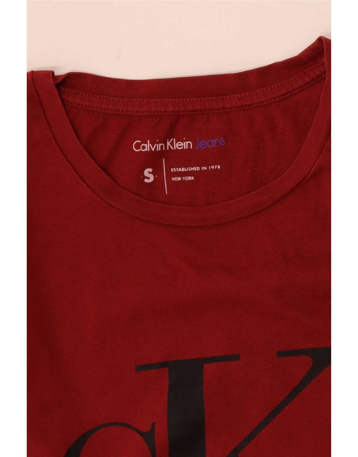 Calvin Klein Jeans - Camiseta gráfica para hombre, talla pequeña, color rojo
