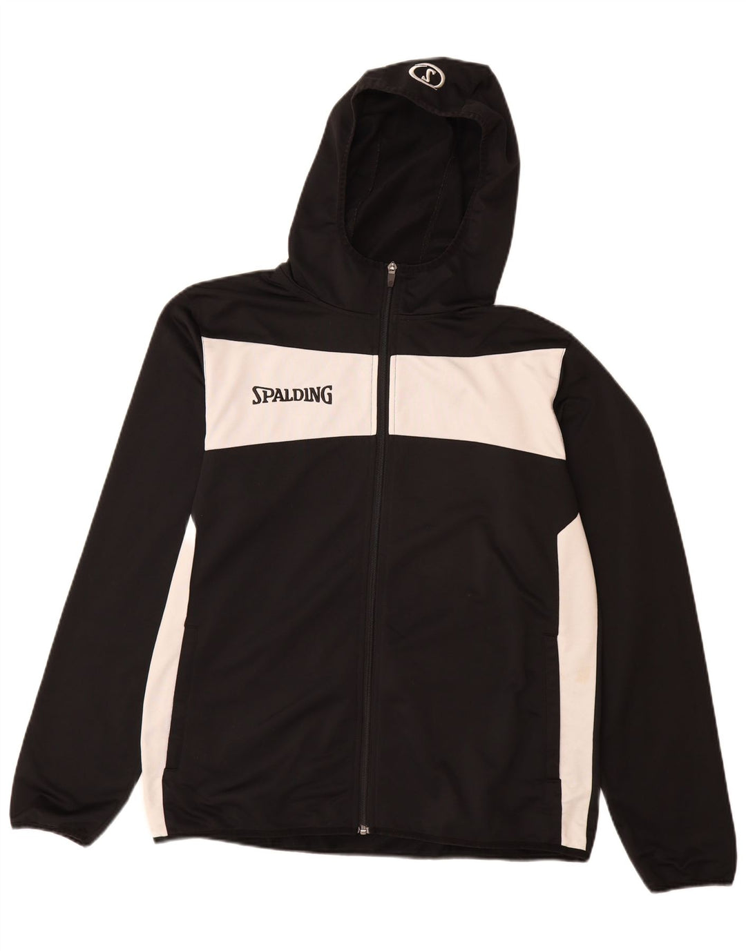 SPALDING Chaqueta de chándal con capucha para hombre, talla grande, color negro