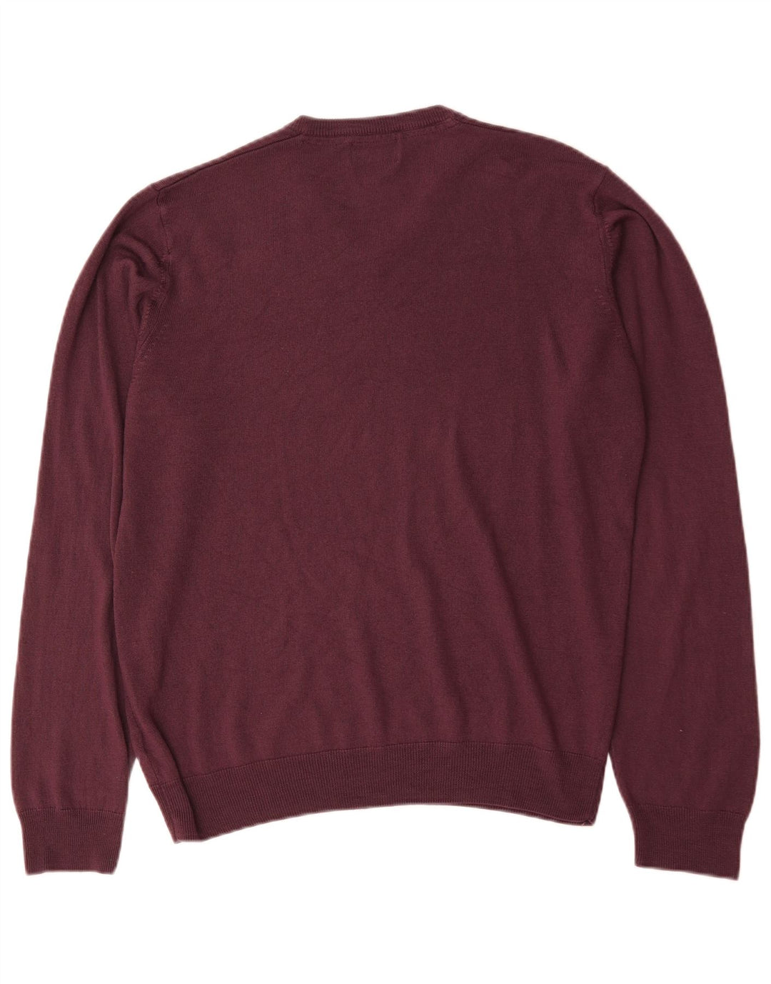 Marks & Spencer Suéter tipo jersey con cuello en V y corte regular para hombre, talla grande, color burdeos