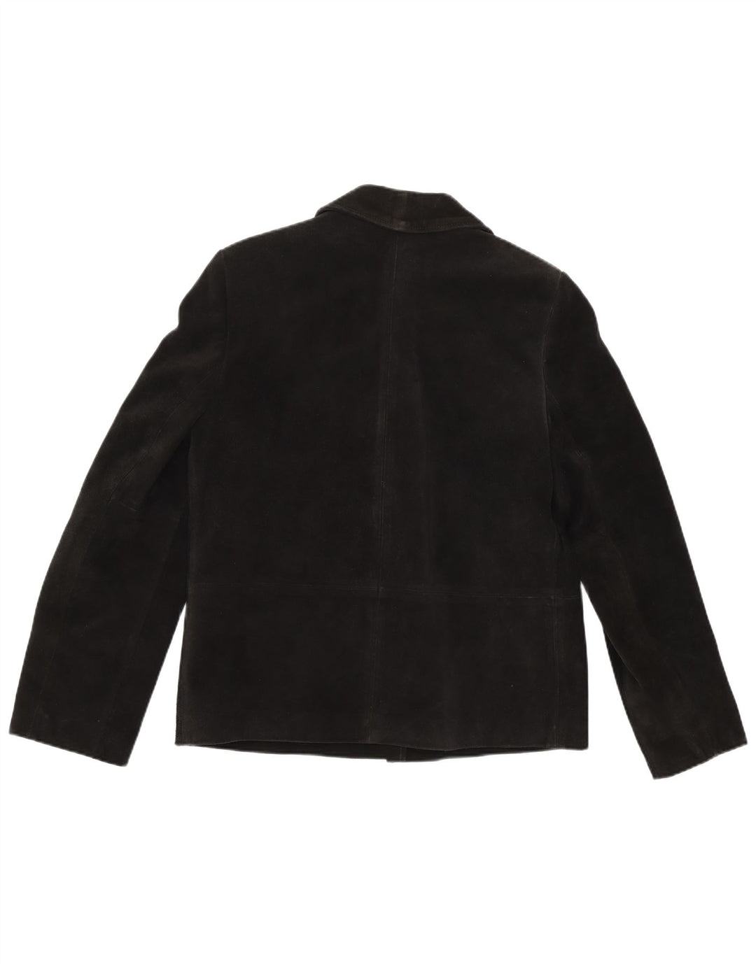 BENETTON Chaqueta tipo blazer de ante con 3 botones para mujer IT 44 Cuero negro mediano