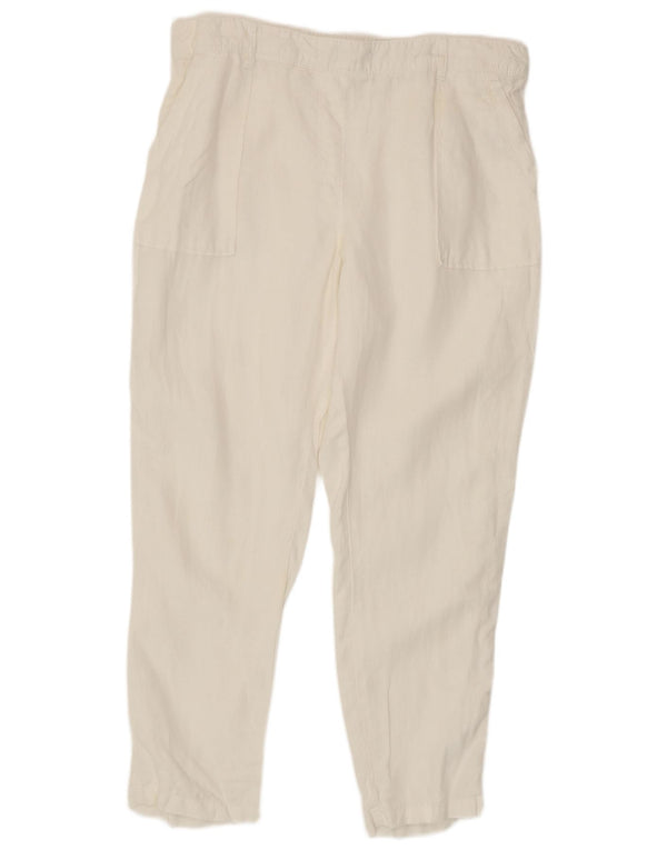 Marks & Spencer Pantalones casuales cónicos para mujer UK 14 Medium W30 L26 Blanco