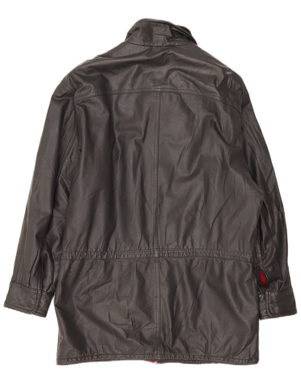 Chaqueta de cuero vintage para hombre IT 52 XL Gris