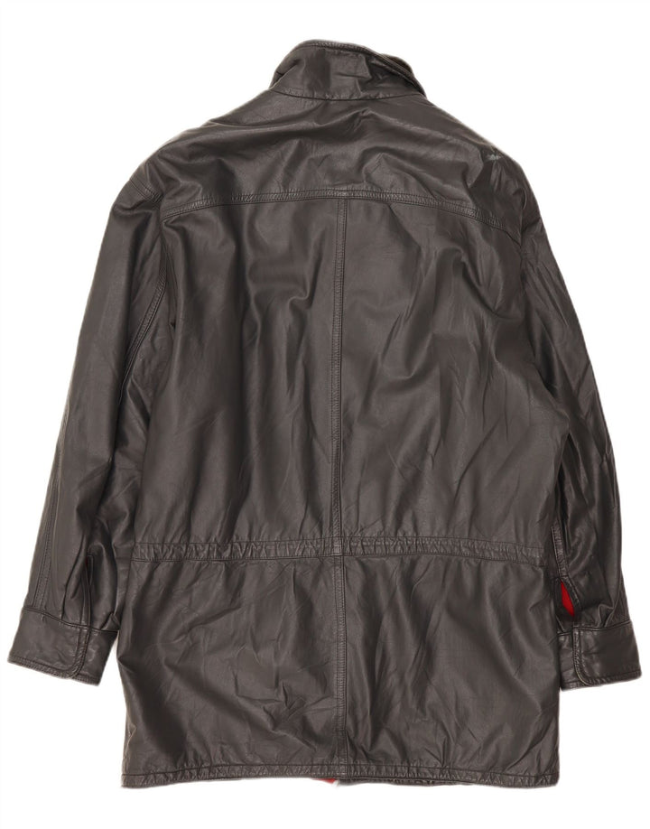 Chaqueta de cuero vintage para hombre IT 52 XL Gris
