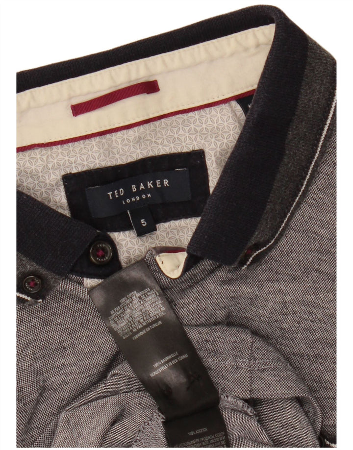 TED BAKER Polo para hombre Talla 5 XL Algodón moteado gris