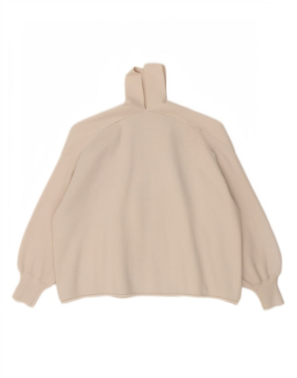 Zara Womens Off Shoulder Loose Fit Jumper Sweater UK 14 Medium Off White