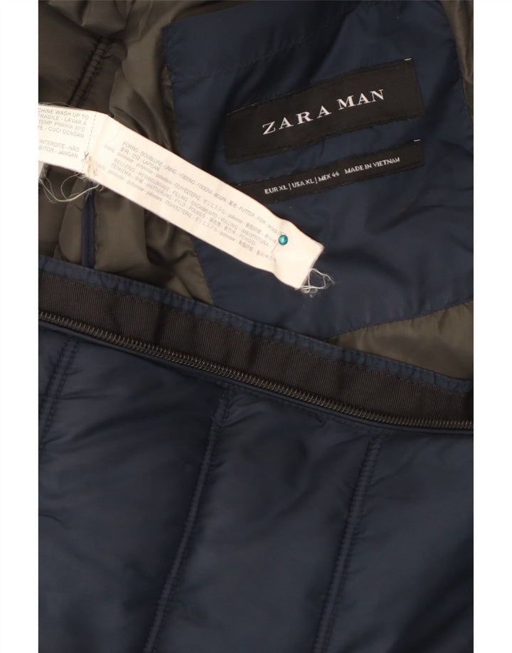 ZARA Hombre Chaleco Acolchado ES 42 XL Poliéster Azul Marino