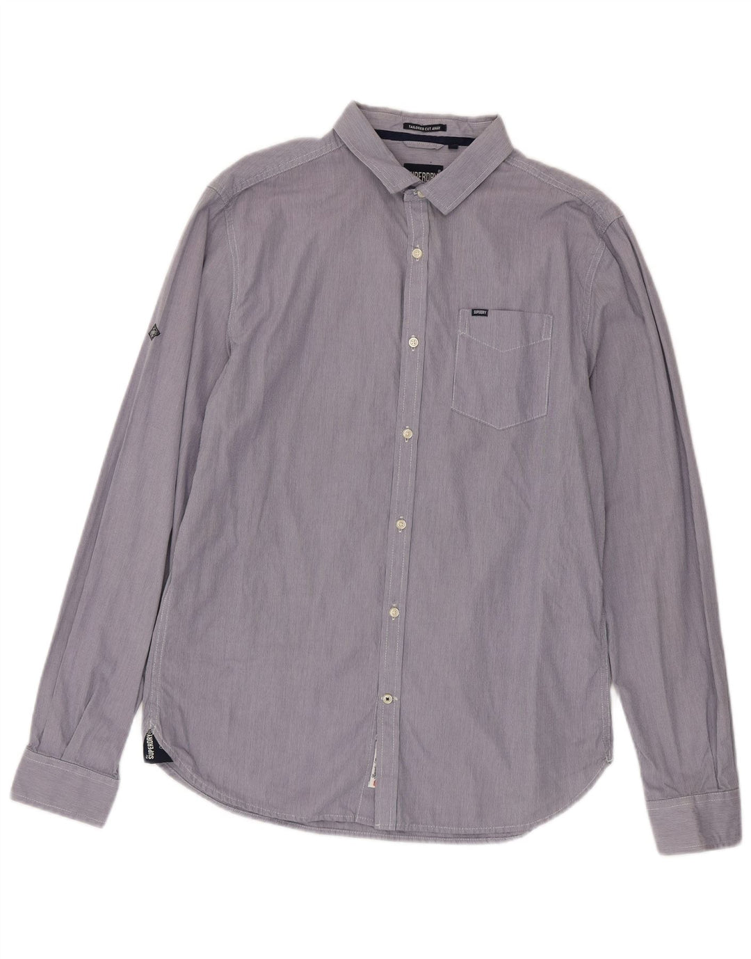 Camisa Superdry Hombre XL Algodón A Rayas Azules