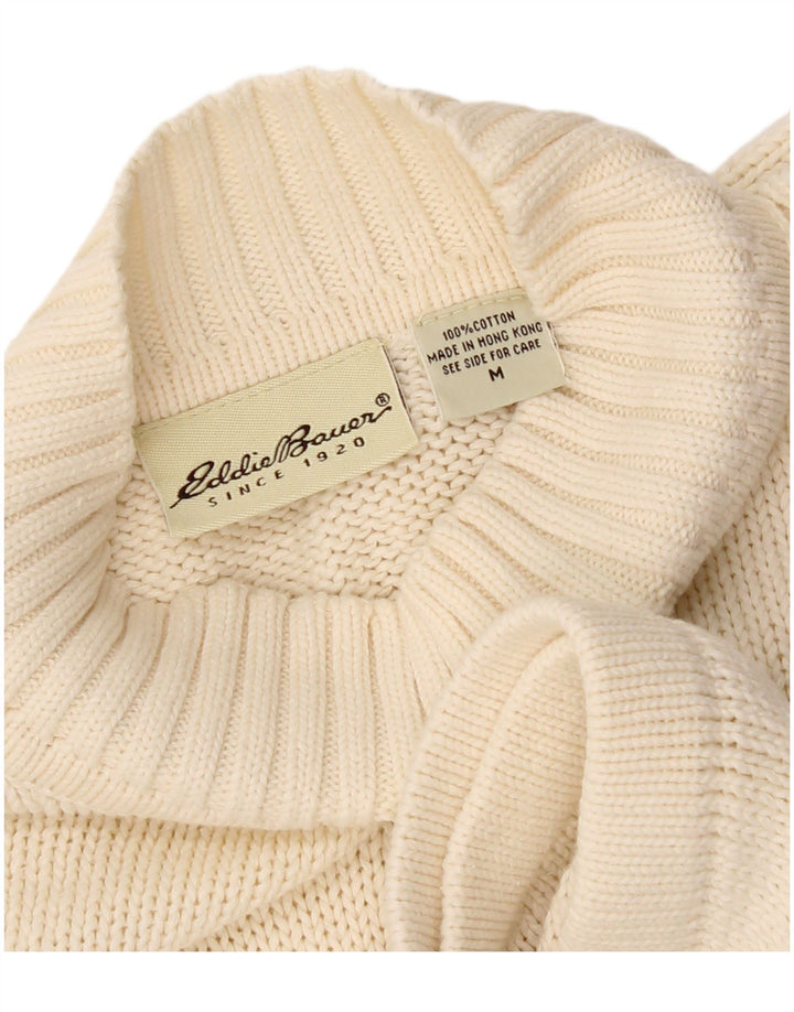 Eddie Bauer Suéter tipo jersey con cuello alto para hombre de algodón blanco roto mediano