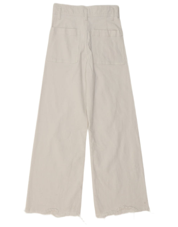 Zara Jeans De Pierna Ancha De Tiro Alto Para Mujer EU 36 XS W26 L29 Blanco