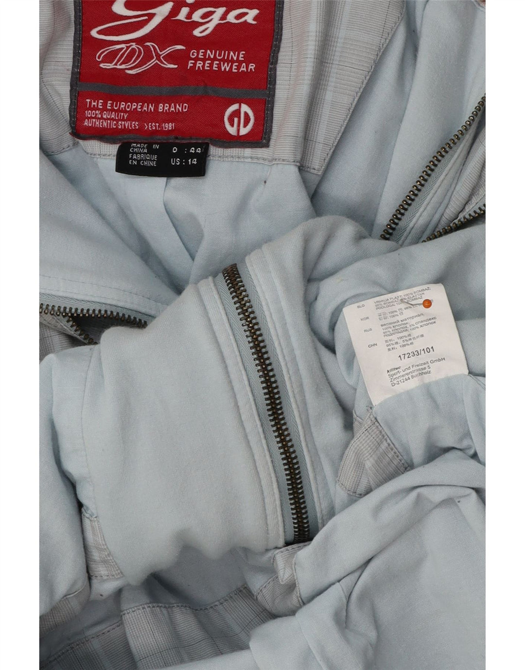 GIGA DX Chaqueta bomber con capucha para mujer US 14 XL Poliéster a cuadros azules