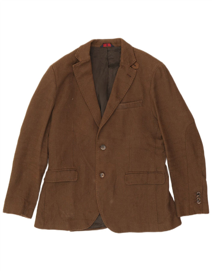 MASSIMO DUTTI Chaqueta tipo blazer de 2 botones para hombre UK 38 Viscosa marrón medio