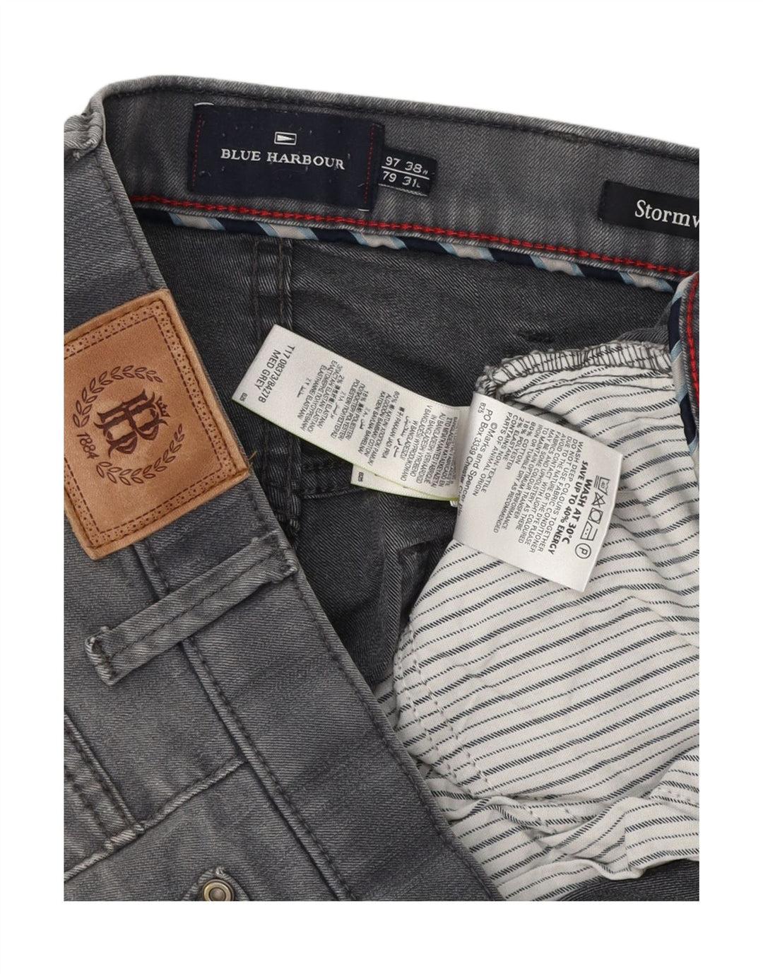 Marks & Spencer Vaqueros rectos azules Harbor para hombre W38 L31 Algodón gris