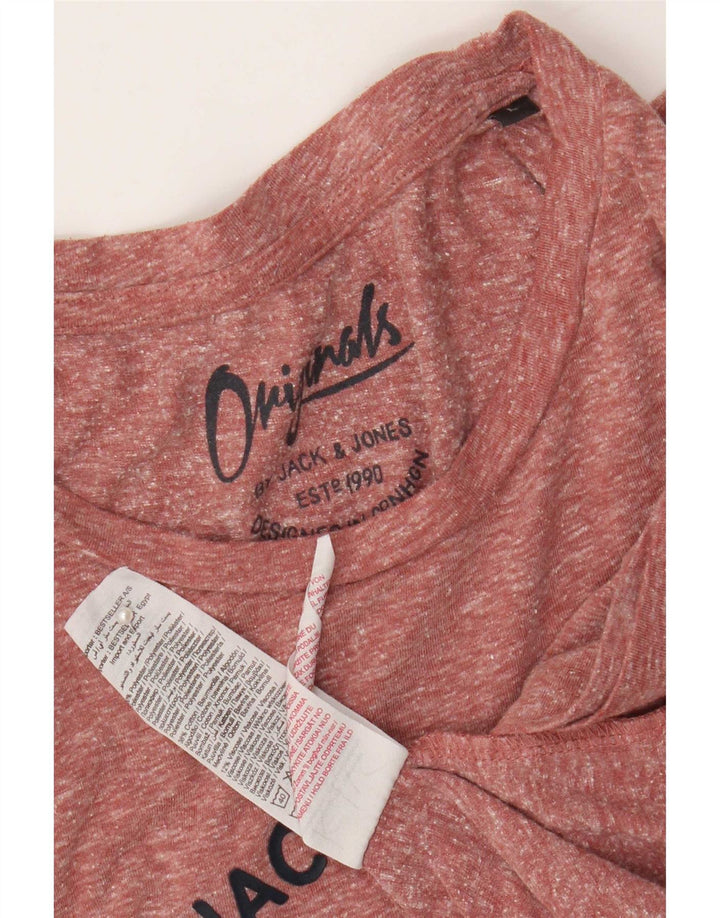 Jack & Jones - Camiseta gráfica para hombre, talla grande, poliéster moteado granate
