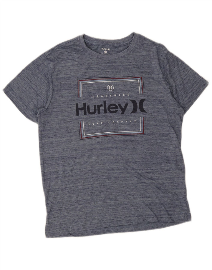 Hurley - Camiseta gráfica para hombre, talla pequeña, poliéster moteado en azul marino