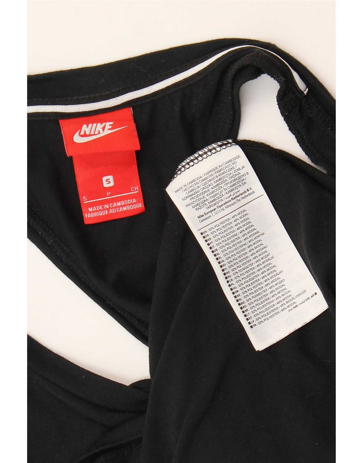 Nike Mujer Gráfico Chaleco Top UK 10 Pequeño Poliéster Negro
