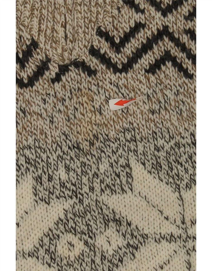 C&A Mens Canda Zip Neck Jumper Sweater Medio Beige Fair Isle Acrílico