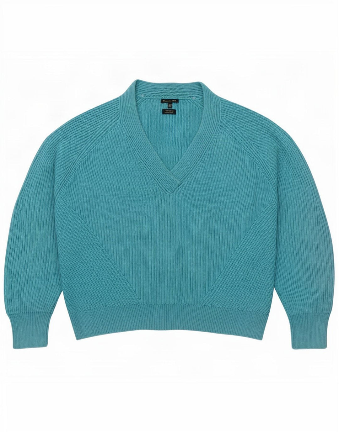 Massimo Dutti Jersey Oversize con Cuello en V para Mujer UK 44 Azul Medio