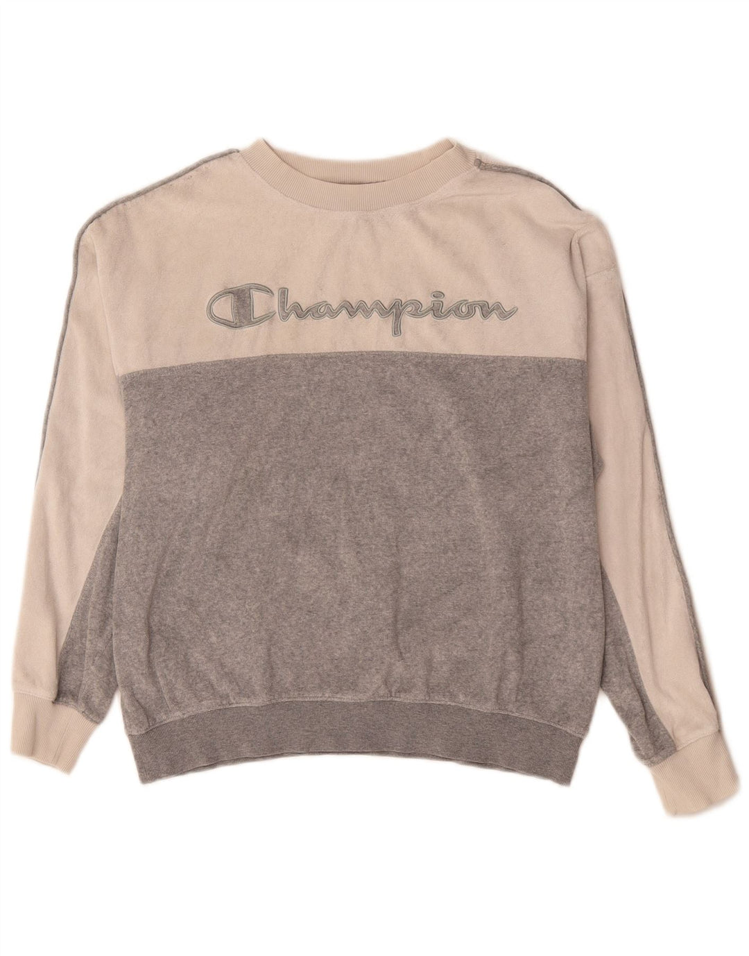 CHAMPION Sudadera gráfica para mujer Jumper UK 40 Gris medio Colorblock