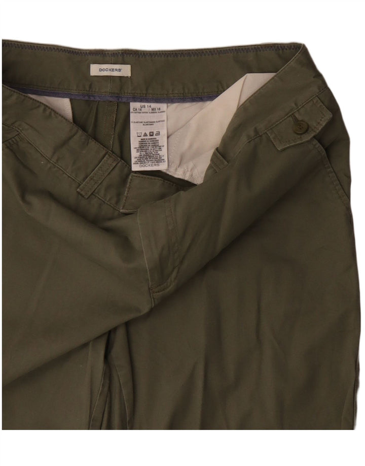 DOCKERS Pantalones cortos chinos para mujer US 14 XL W36 Caqui Algodón