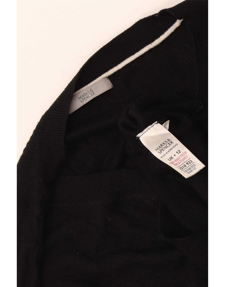Marks & Spencer Suéter Corto con Cuello en V para Mujer UK 40 Medium Negro