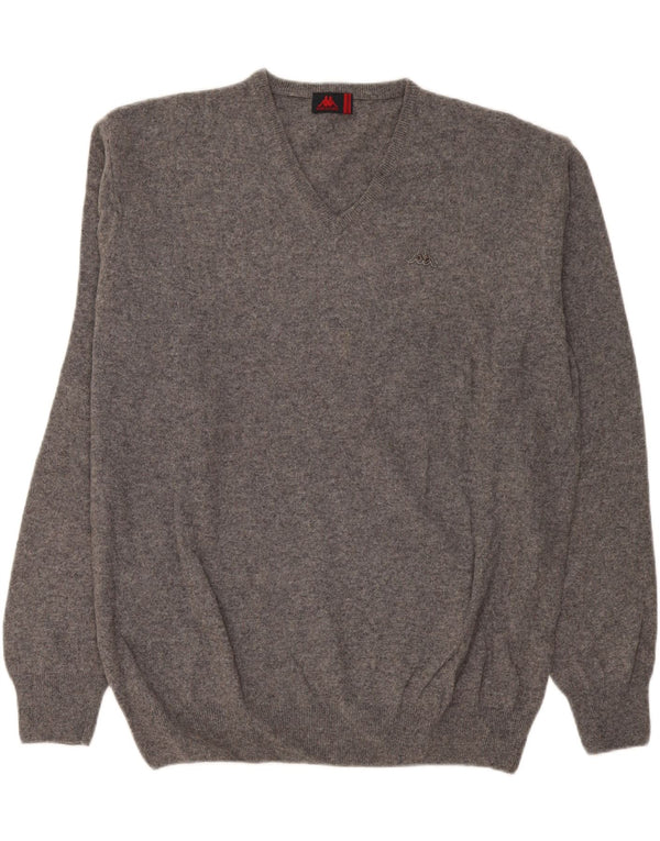 Kappa Jersey con cuello en V para hombre, talla 3XL, lana de cordero gris