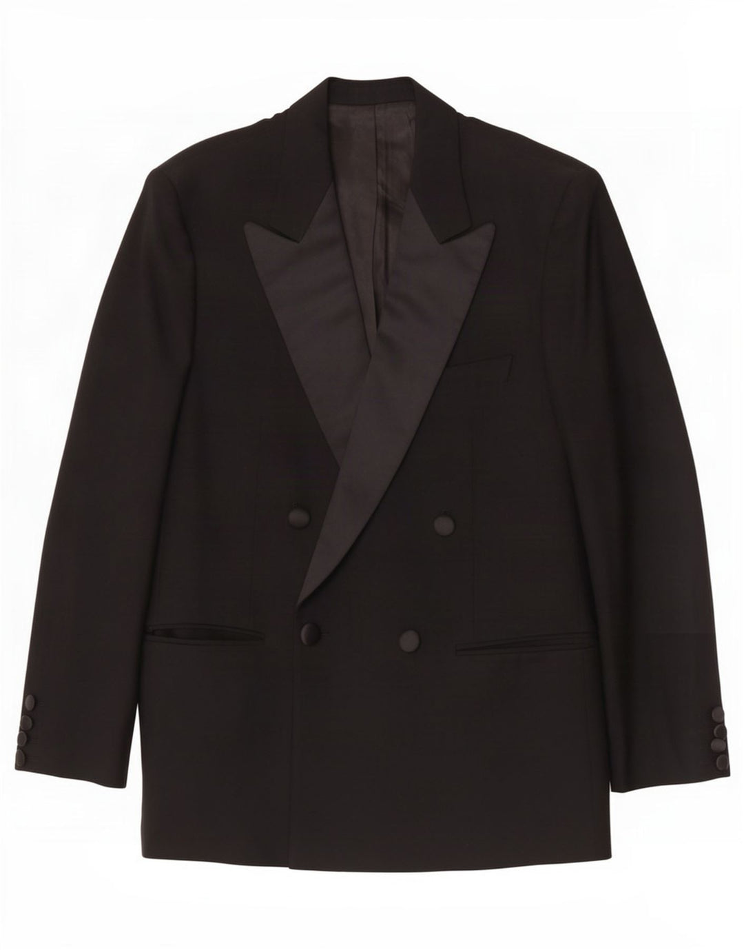 Vintage hombres doble pecho Blazer chaqueta Reino Unido 38 medio negro lana virgen