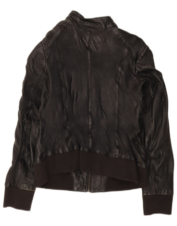 Conbipel Chaqueta Bomber De Cuero Para Mujer IT 44 Medium Cuero Negro