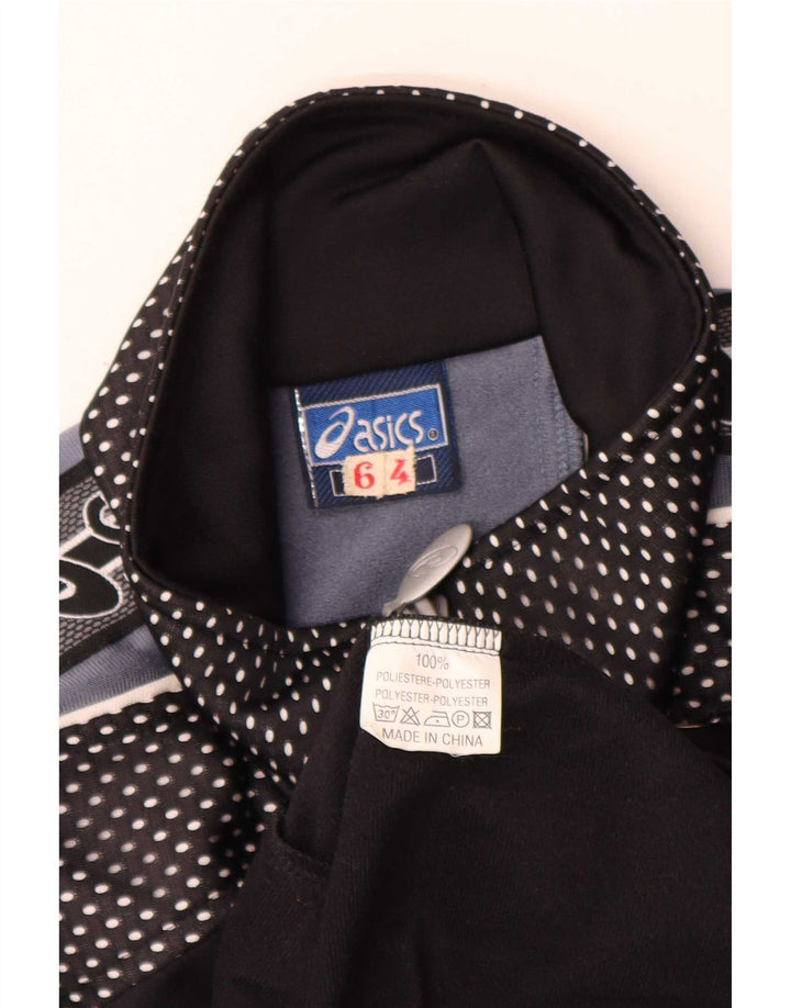 Asics Hombre Gráfico Chándal Top Chaqueta Mediano Negro Colorblock Poliéster